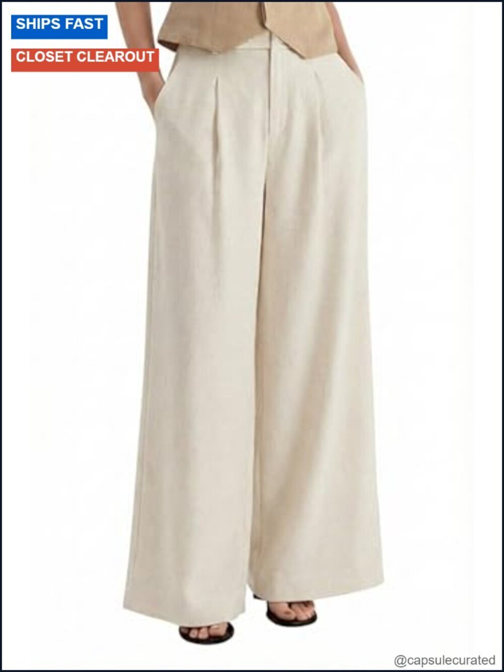 Linen Blend Wide Leg Palazzo Pants Business Casual Trousers